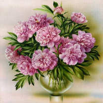 Без бренда «Пионы в круглой прозрачной вазе (20шт)» в Санкт-Петербурге