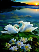 Без бренда «Пара белых лебедей на воде (20шт)» в Санкт-Петербурге