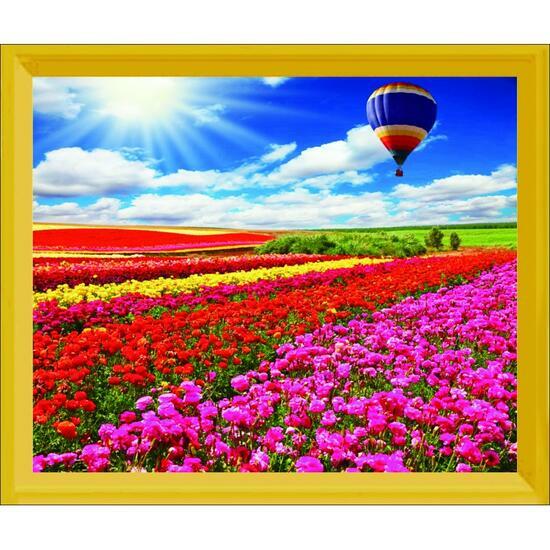 Алмазная мозаика частичная выкладка 21x25 Воздушный шар над ярким полем цветов