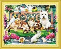 Летняя скамейка с животными и птицами