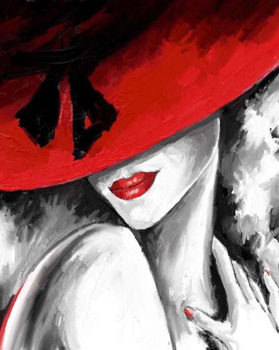 Картина по номерам 40x50 Женщина в красной шляпке