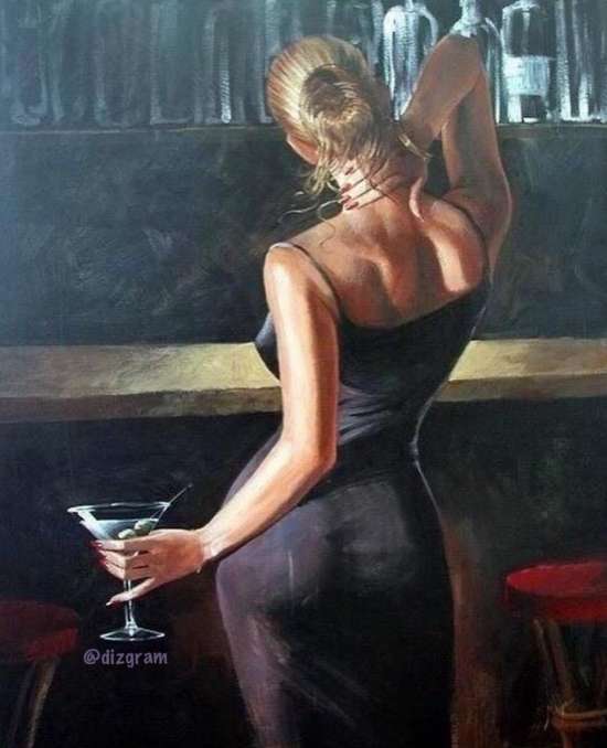 Картина по номерам 40x50 Девушка с коктейлем. Джек Веттриано