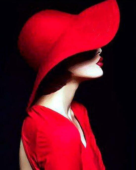 Картина по номерам 40x50 Стильная дама в красной шляпе
