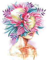 Без бренда «Портрет девушка с оригинальными цветами на голове» в Санкт-Петербурге