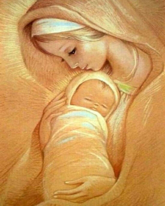 Картина по номерам 40x50 Златовласая девушка и ее новорожденный малыш
