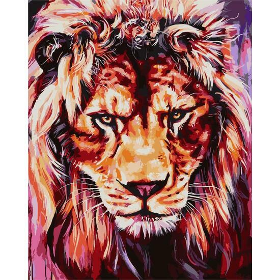 Картина по номерам 40x50 Грозный портрет льва