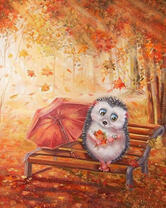 Грустный ежик в осеннем парке