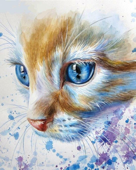 Алмазная мозаика 40x50 Голубые глаза рыженького котёнка
