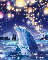 Пара дельфинов под звездным небом