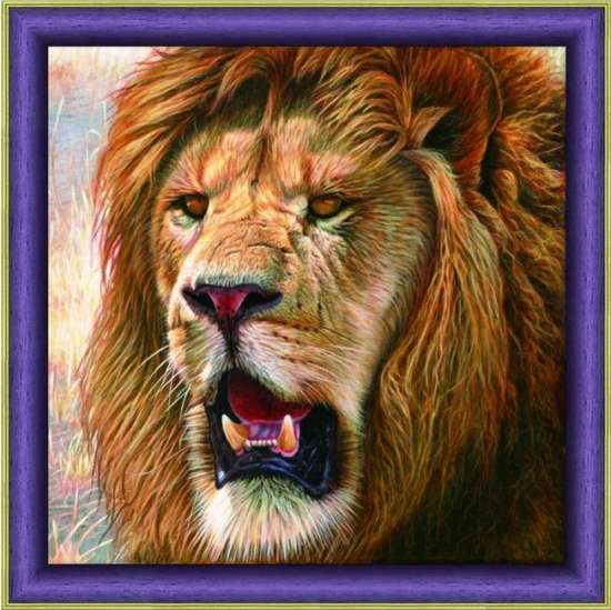 Алмазная мозаика 30x30 Рык сильного льва