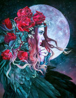 Без бренда «Девушка с розами в волосах на фоне луны» в Санкт-Петербурге в интернет-магазине в Санкт-Петербурге Без бренда «Девушка с розами в волосах на фоне луны» в Санкт-Петербурге