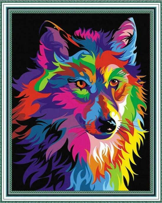 Алмазная мозаика 40x50 Разноцветный волк