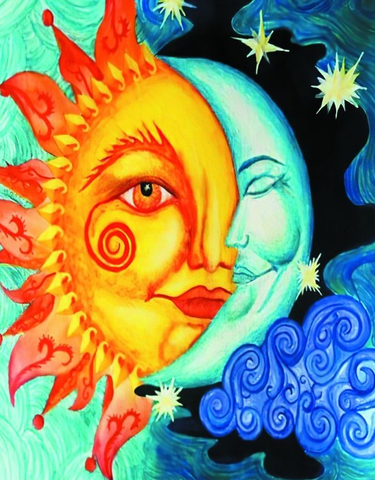 Алмазная мозаика 40x50 Солнце и луна как одно целое