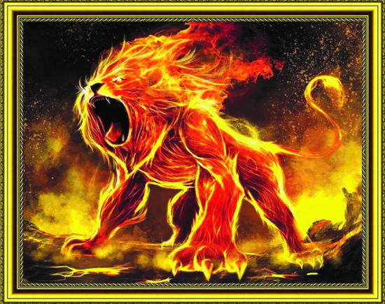 Алмазная мозаика 40x50 Огненный лев
