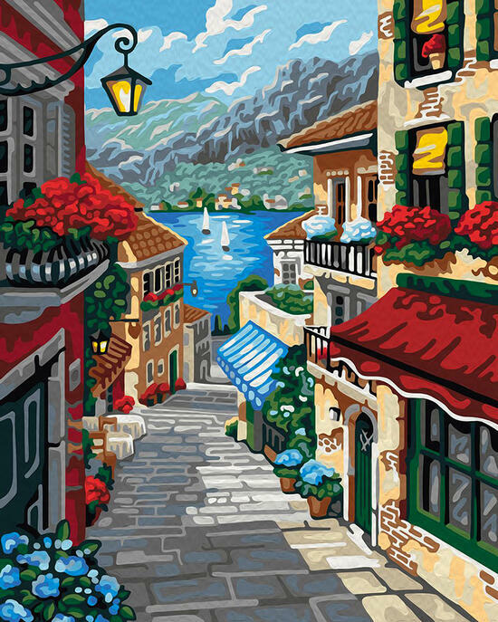 Картина по номерам 40x50 Милый городок у моря