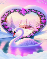 Лебедь на фоне сердца и замка