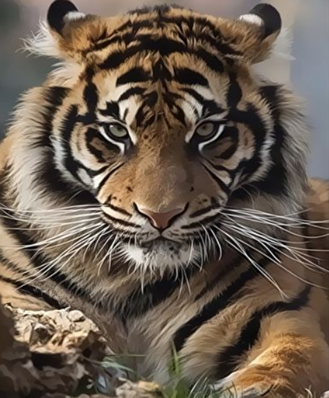 Картина по номерам 40x50 Молодой суровый тигр