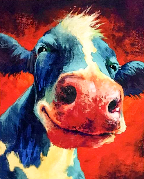 Картина по номерам 20x30 Любопытная корова