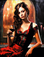 Без бренда «Обворожительная брюнетка с бокалом красного вина» в Санкт-Петербурге