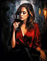 Без бренда «Девушка в красном платье с бокалом вина» в Санкт-Петербурге