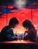 Без бренда «Влюблённая пара в кафе на закате солнца» в Санкт-Петербурге