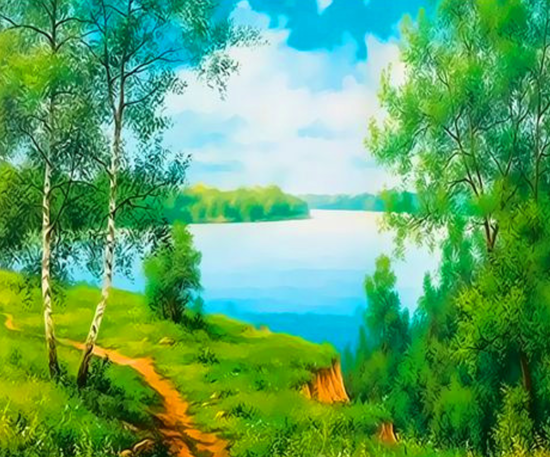 Картина по номерам 30x40 Красивый пейзаж с видом на широкую реку