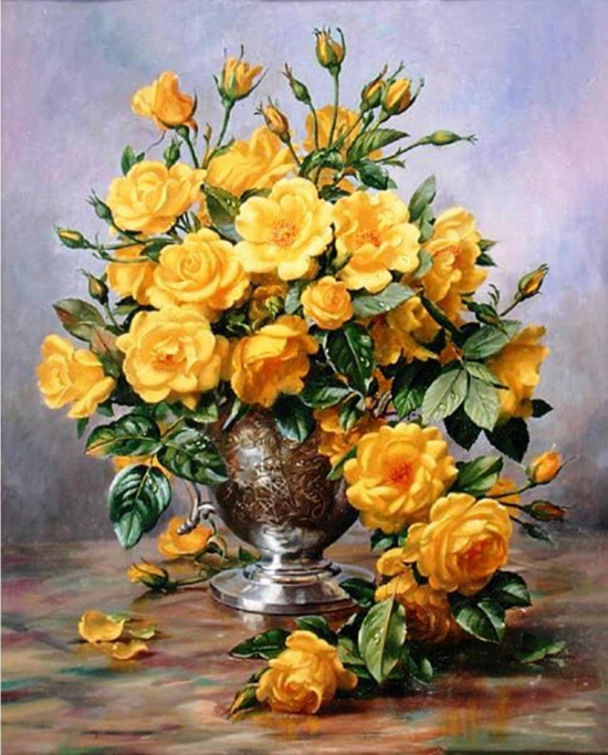 Картина по номерам 40x50 Букет сочно-желтых роз
